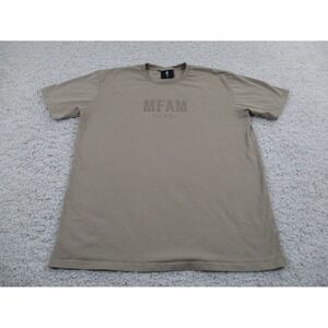 MFAM Shirt Mens Extra Large Beige Brown Peace Love Designer Cotton Modern USA